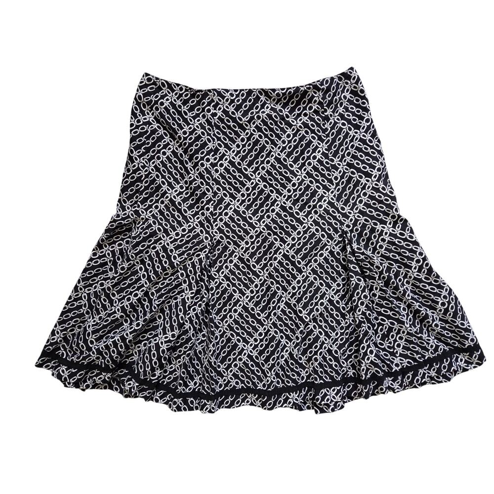 New York & Company Black & White Chain Link Pleated Skirt Luxury Classy Retro